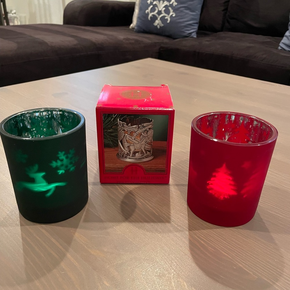 Set of 3 Christmas Votive Candle Holders